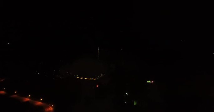 Aerial, Fireworks explosions at night