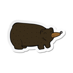 sticker of a funny cartoon black bear