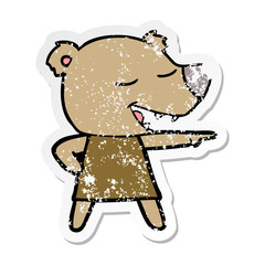 distressed sticker of a cartoon bear