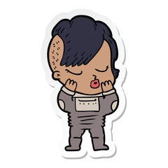 Fototapeta premium sticker of a cartoon pretty hipster girl
