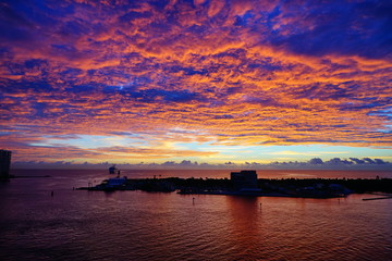 The sun rise of Caribbean sea ocean	
