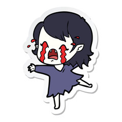 sticker of a cartoon crying vampire girl
