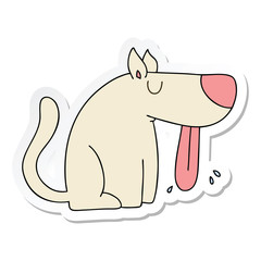 sticker of a quirky hand drawn cartoon dog