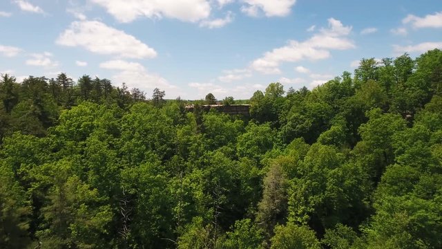 Natural bridge in Kentucky state park, aerial