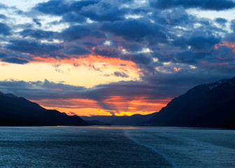 Beautiful Alaskan sunset taken from a cruise ship at 10 pm