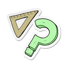 sticker of a cartoon set square