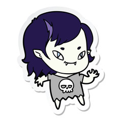 sticker of a cartoon friendly vampire girl waving