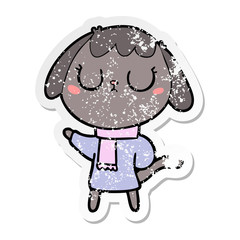 distressed sticker of a cute cartoon dog