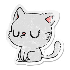 Obraz premium distressed sticker cartoon of cute kawaii cat