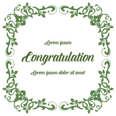 Vector illustration leaf flower frame texture with write congratulation hand drawn