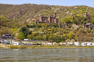 Fototapeta na wymiar Castle on Rhine River, Upper Middle Rhine Valley, Rhineland_Palatinate, Germany