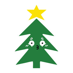flat color retro cartoon christmas tree