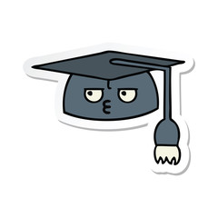 sticker of a cute cartoon graduation hat