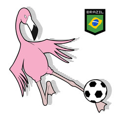 flamingo bird playing football
