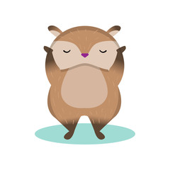 Little cute hamster restoring breathing, doing spiroexercises isolated on white background