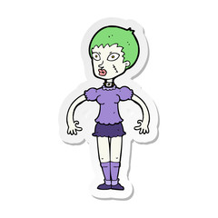 sticker of a cartoon zombie monster woman