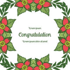 Vector illustration decorative leaf flower frame blooms for greeting card congratulation hand drawn