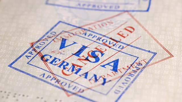 put a stamp in the passport: Germany visa, canceled