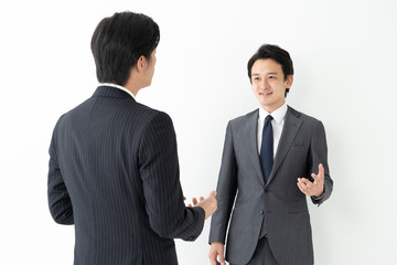 portrait of two asian businessman on white background