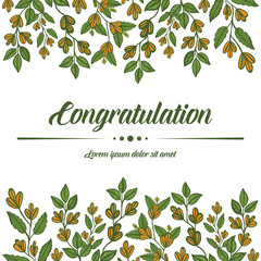 Vector illustration write congratulation with beauty flower leaf frame hand drawn