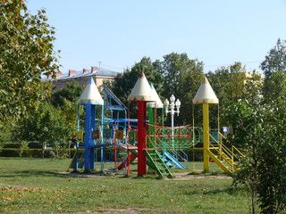 playground in the park in a small town