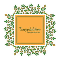 Vector illustration write congratulation with beauty flower leaf frame hand drawn