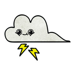 retro grunge texture cartoon storm cloud