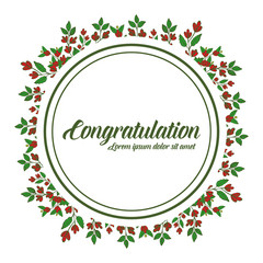 Vector illustration write congratulation with beauty flower leaf frame hand drawn