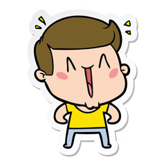 sticker of a cartoon excited man