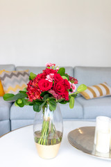 Floral arrangement decorating the living room of the house