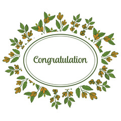 Vector illustration design leaf flower frame with greeting congratulation hand drawn