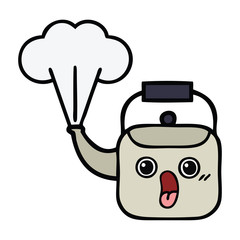 cute cartoon steaming kettle