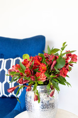 Floral arrangement decorating the living room of the house