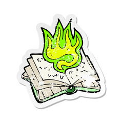 retro distressed sticker of a cartoon magic spell book