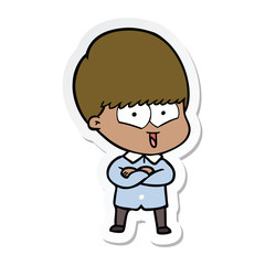 sticker of a cartoon happy boy
