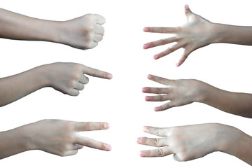 Child's hands gesturing isolated on white background. with clipping path