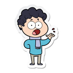 sticker of a cartoon man gasping in surprise