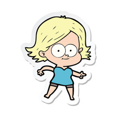 sticker of a happy cartoon girl