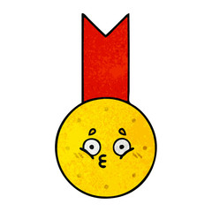 Obraz premium retro grunge texture cartoon gold medal