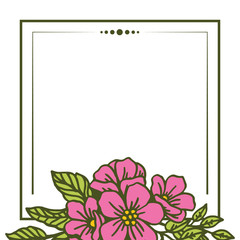 Vector illustration frame of pink flowers blooms hand drawn