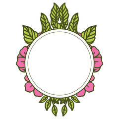 Vector illustration frame of pink flowers blooms hand drawn