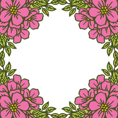 Obraz na płótnie Canvas Vector illustration crowd pink flower frame hand drawn