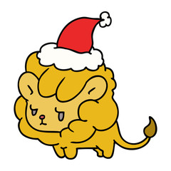 christmas cartoon of kawaii lion
