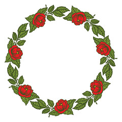 Vector illustration frame of green leafy roses hand drawn