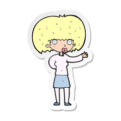 sticker of a cartoon woman gesturing