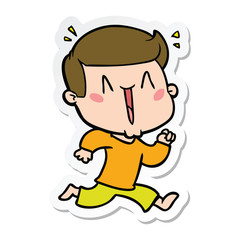 sticker of a cartoon excited man