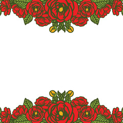 Vector illustration crowd frame flower rose red hand drawn