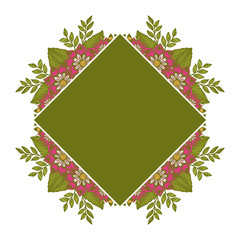 Vector illustration art green leaf flower frame hand drawn