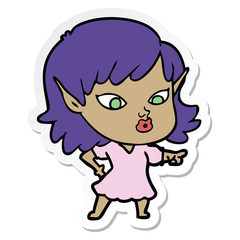 sticker of a pretty cartoon elf girl