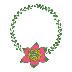 Vector illustration shape green leaf flower frame hand drawn